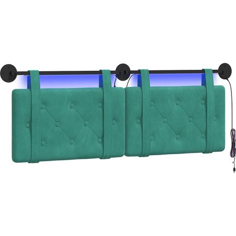 Testiera Testata del letto sospesa Con luce LED Turchese Velluto (1/5)