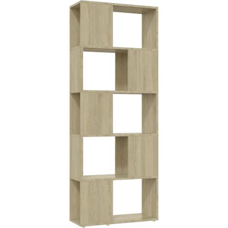 Étagère de Rangement Bibliothèque, Séparateur de pièce, Montage facile, Chêne Sonoma 60x24x155 cm OIB9028E (1/5)