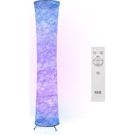 Lampadaire RVB moderne à changement de couleur - Lampe sur pied LED douce pour salon et chambre à coucher - Lampe blanche en tissu avec télécommande à intensité variable - Décoration (1/5)