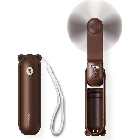 Mini ventilateur portable 3 en 1, ventilateur de poche rechargeable, ventilateur à piles [14-21 heures d'autonomie] avec batterie externe et fonction lampe torche - Bro (1/5)