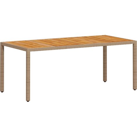 Tavolo da Giardino Beige 190x90x75cm Polyrattan Legno di Acacia vidaXL (1/5)
