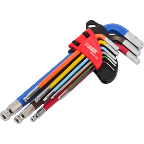 Awtools klucze imbusowe hex/ 1,5-10,0mm/ 9szt. kolor kula black line