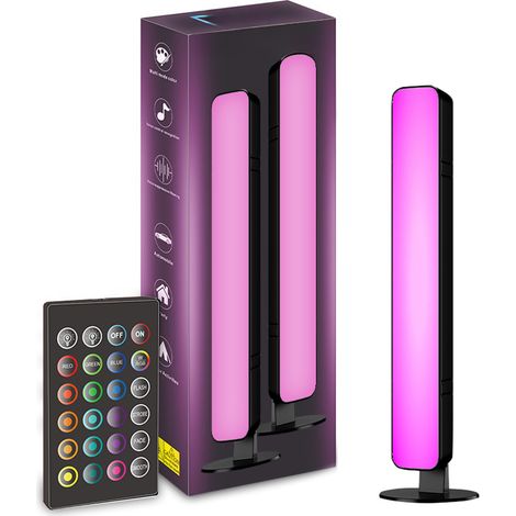 Barre lumineuse LED RGB (1 pièce), ruban LED multicolore horizontal/vertical avec base multiposition, lampe d'ambiance au rythme de la musique, contrôle infrarouge via USB, décoration murale ou de sal (1/5)