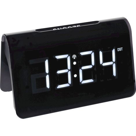 TFA Dostmann 60.2543.02 Funk Wecker Schwarz Alarmzeiten 1  Großes Display