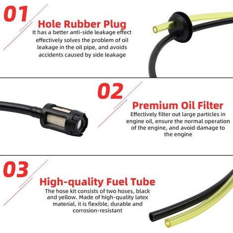 Kit Universel 4 Tuyaux de Carburant avec Filtre pour Débroussailleuse Jardin et Agriculture (1/3)