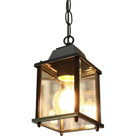 Suspension industrielle vintage E27, noire, étanche, idéale pour l'extérieur (jardins, couloirs, vérandas). (1/5)