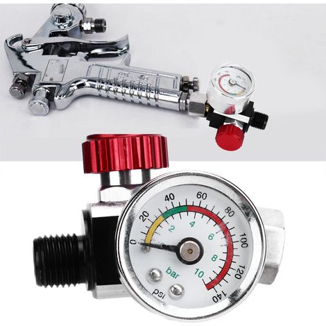 Regulador de presión de aire de alta precisión G1/4 de 140 PSI para aplicaciones de pintura y aerografía con manómetro. (1/5)