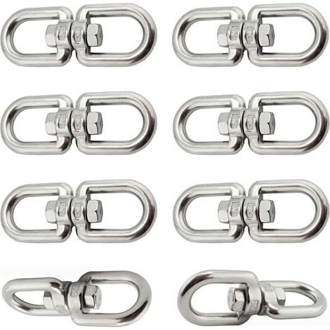 6 Pièces Crochet Pivotant M6 Double Extrémité Anneaux Pivotants en Acier Inoxydable 304 Suspendue Crochet Pivotant pour Balançoires Fauteuils Suspendus Sacs de Sable Cordes Chaînes (1/5)