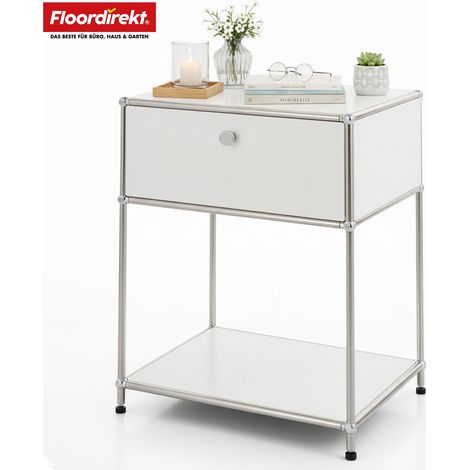 Metallregal Concept Epure MK-139 Beistell- & Aufbewahrungsregal mit Schublade & Ablagen Weiß