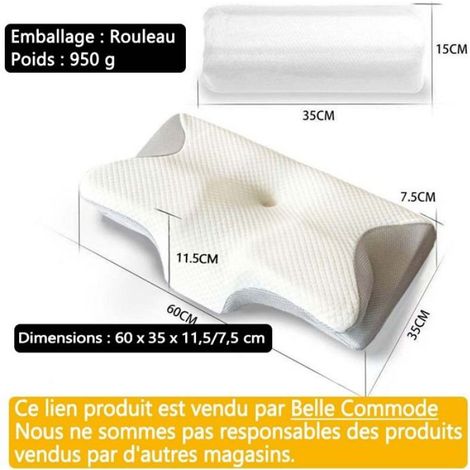 Oreiller cervical en mousse à mémoire de forme - Support cervical ergonomique à contour, orthopédique 2 en 1 (1/5)