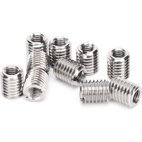 Lot de 10 écrous Filetés, écrou Réducteur de Filetage M6 X 1,0 Femelle et M10 X 1,5 Mâle Réducteur de Filetage Autotaraudeur Inserts de Réparation de Filetage