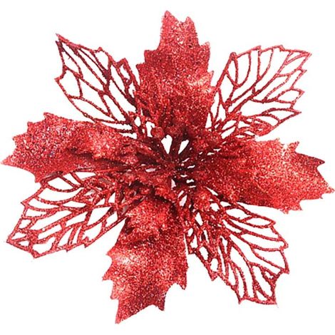 Fleurs Artificielles - Décorations De Sapin De Noël - Ornement Festif Pour Arbre Ou Suspension - Lot De 5 Pièces (1/2)