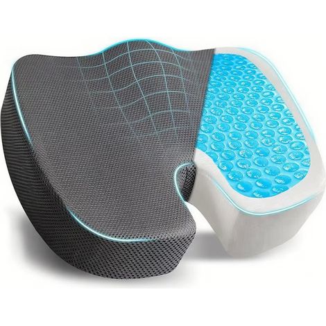 Gelkissen 45x35x7cm - Atmungsaktiver Sitz, für Büro, Auto, alle Jahreszeiten, Grau - Alovez (1/2)