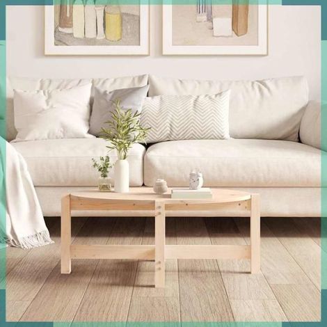 Table basse - 822322 - Bois massif de pin - 87x48x35 cm - Non traité (1/5)