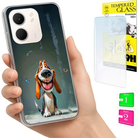 Funda para Oppo A5X Photo, tapa trasera con diseño de perro + cristal 9H (1/5)