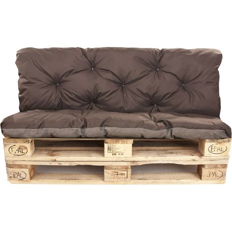 Coussins palettes 120x60 Assise et Dossier 120x40cm, coussins de palette, coussins de canapé de jardin Marron, coussin palette exterieur