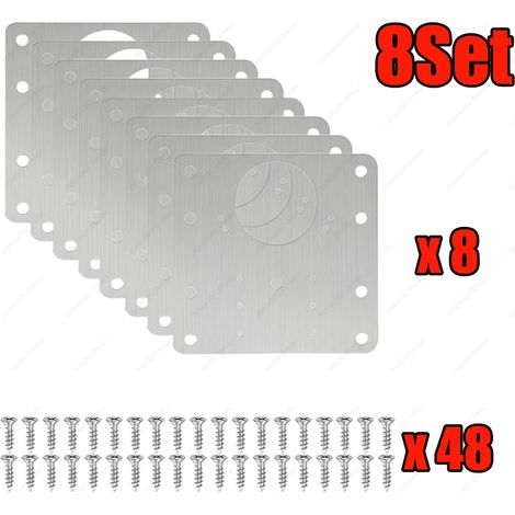(A-8Sets) Kits de réparation de charnières de meubles de cuisine : plaques de fixation en acier inoxydable avec vis de montage. (1/5)