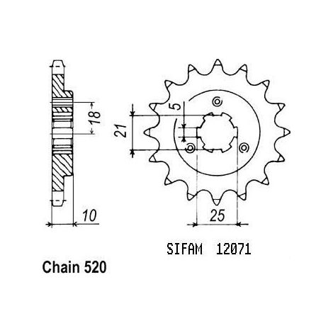 Pignon Suzuki - 520 - 15 Dents - Similaire JTF438 - Made in Germany