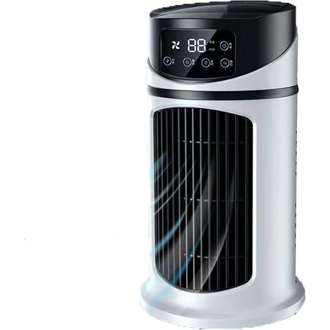 Ventilatore Raffreddatore d'Aria Portatile Silenzioso con Nebulizzatore e 5 Velocità, Design Compatto ed Elegante in Plastica Resistente, Ideale per Ufficio, Casa e Viaggi (1/2)