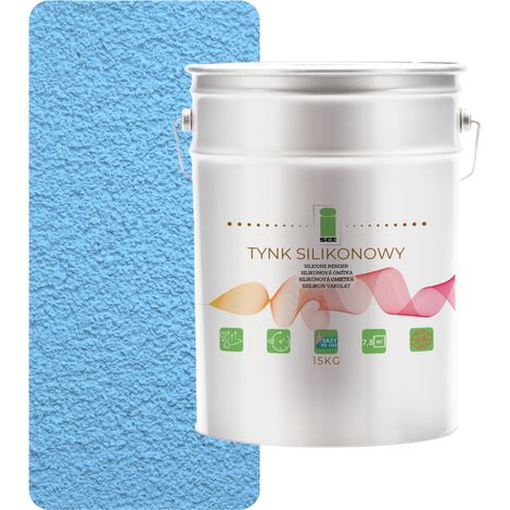 Silikonputz für Außenfassaden, blau, 1,5 mm, Premium, 15 kg