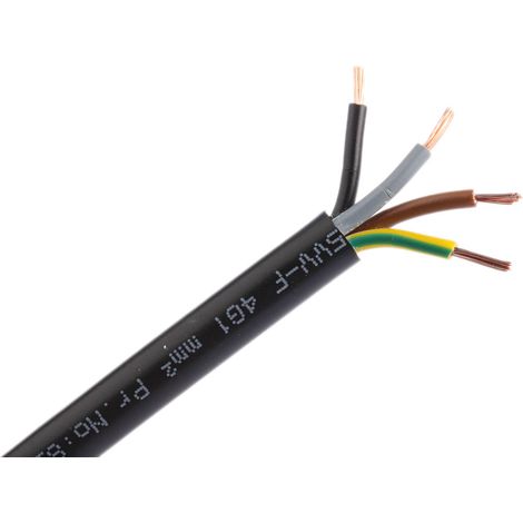 Câble d'alimentation RS PRO 4G1 mm², gaine PVC Noir, 100 ( Prix pour Bobine de 100 Mètres )