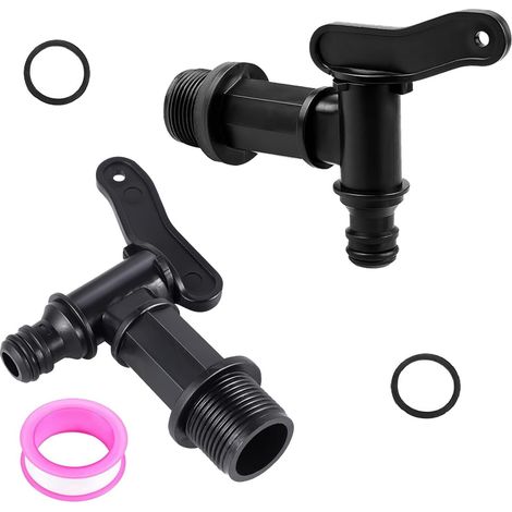 Grifo de plástico para tanque de 2 piezas, grifo colector de agua de lluvia de 3/4", grifos para tanque de agua para jardín, industria, colector de agua de lluvia (1/5)
