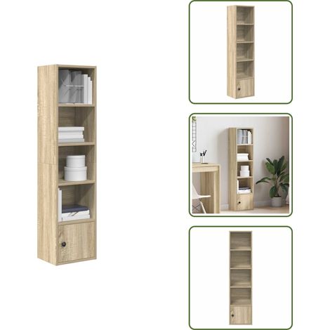 The Living Store Estantería de madera de ingeniería roble sonoma 31x24x127 cm - Estantería de libros