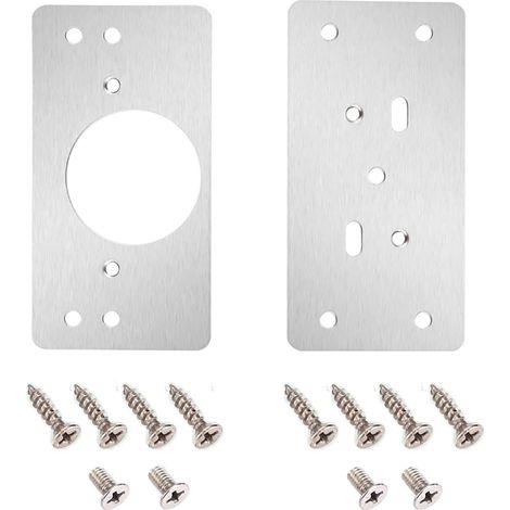 [MAI UTILIZZATO]  Piastra di riparazione per cerniere per mobili con foro, 2 pezzi di staffe di riparazione, facile installazione con 12 viti, kit di riparazione per cerniere per legno, mobili, scaffa