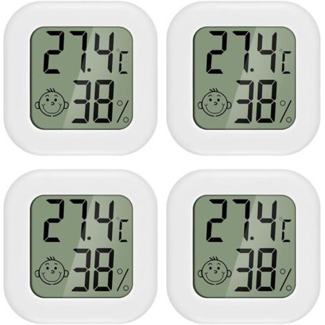 Thermohygromètre numérique 4 pièces (Mini modèle) - Smiley blanc (1/4)