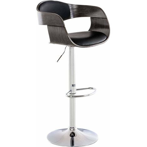 Bar pivotante tabouret de rétros en cuir écologique et bois réglable diverses couleurs Couleur : Noir et gris (1/5)
