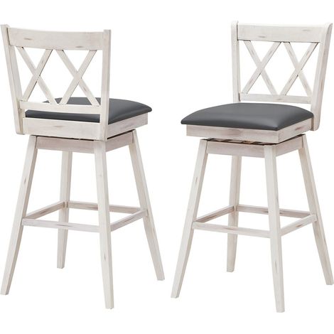 Set of 2 Bar Stools Counter Height Chair Pub 360 °Swiveling Upholstered Seat 29" (1/5)
