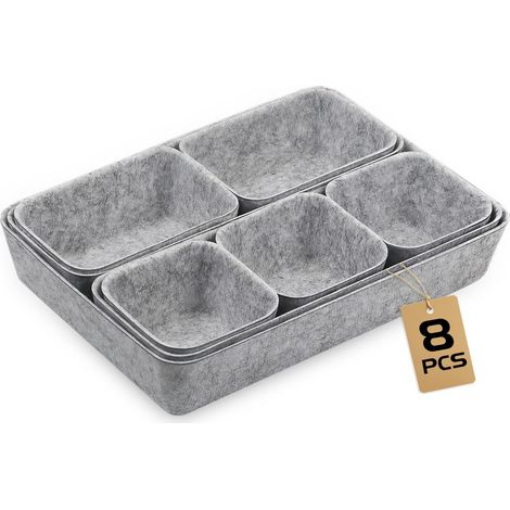 8 Piece Drawer Organiser in Light Grey, Felt Drawer Divider, Kitchen (1/5)