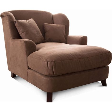 Fauteuil XXL Assado/Grand Fauteuil rembourré avec Pieds en Bois et Grande Assise / 2 Coussins décoratifs / 109x104x145 / Microfibre Marron Clair (1/5)