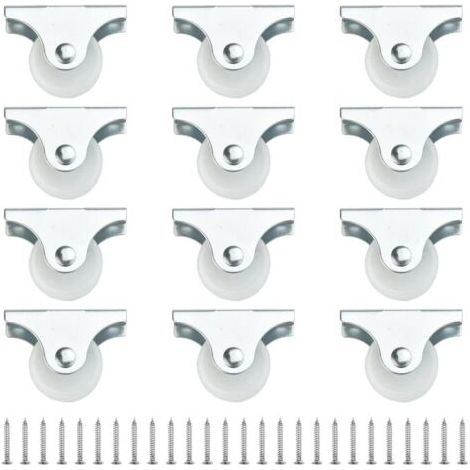 12 Pcs Petite Roulette pour Meuble 25 mm, Mini Roulettes Directionnels, Roulette Fixe en Plastique et Métal, Petites Roulettes à Visser non Pivotantes, pour Meuble Chariots Cabinet Armoire (1/5)