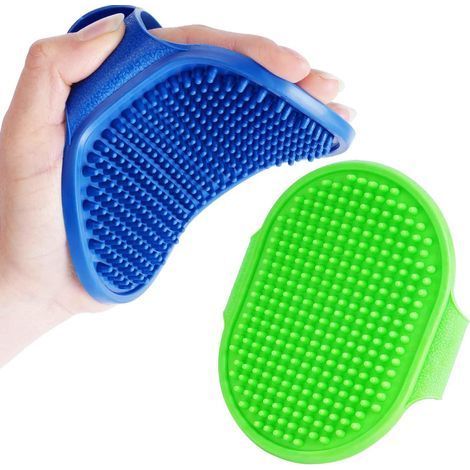 Lot de 2 brosses de toilettage pour chien, brosse de bain en silicone souple de qualité supérieure, poignée réglable, peigne apaisant pour poils longs et secs (1/5)