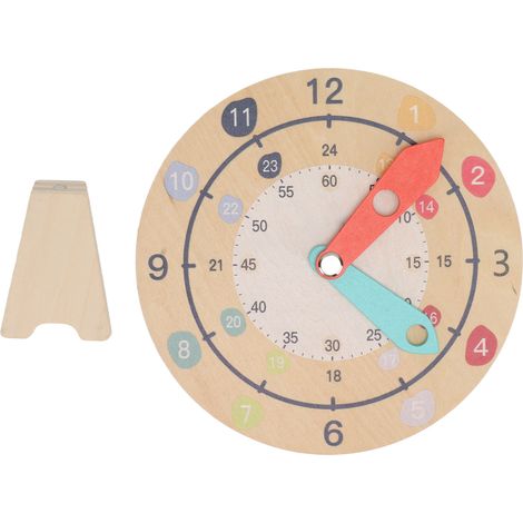 Horloge d'apprentissage 3 couches en bois composite éducatif 15x15cm style mignon pour enfants jouet pédagogique (1/5)