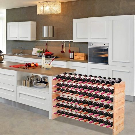 Casier à Vin avec 6 Étagères pour 72 Bouteilles Range Bouteille en Bois de Sapin Désign Séparable et Empliable Étagère Vin 119 x 29 x 71,5cm (1/3)