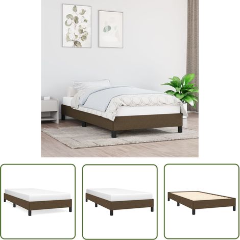 The Living Store Bettgestell ohne Matratze Dunkelbraun 100x200 cm Stoff - Bettrahmen - Doppelbett - Lattenrost - Holzrahmen - Massivholzbette (1/5)