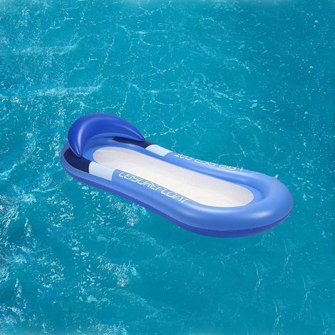 Matelas Gonflable Piscine,Fauteuil Gonflable de Piscine,Hamac de Piscine,Lit Flottant Gonflable avec Filet,Matelas Piscine et Plage Enfants Adultes (bleu) (1/5)