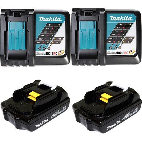Makita BL1815 18v 2x LXT 1.5ah Lithium Batteries + DC18RC Dual Pack Fast Charger (1/4)