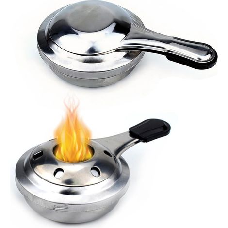 2 Pièces Portable Bruleur Fondue, Brûleur D'alcool Mini Acier Inoxydable, Camping Réchaud à Alcool pour les Fondues en Plein air, le Camping, la Randonnée et les Pique Niques (1/5)