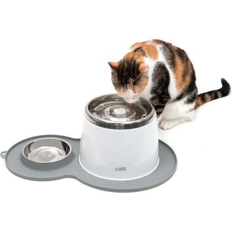 CATIT COMBO che beve acciaio+ tappeto con alimentazione
