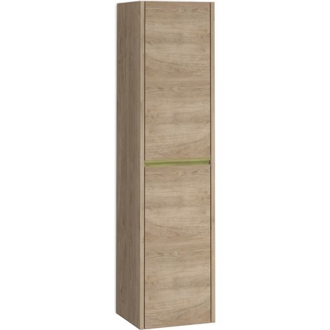Columna Baño Suspendida 1 Puerta 140 x 34,9 x 32,2cm Roble natural Tirador Oro