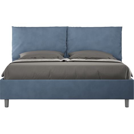 Letto imbottito Matrimoniale 160x200 cm Antea Tipologia della rete: Contenitore - Materiale Ityhome: Microfibra - Colori Ityhome: Blu (1/4)