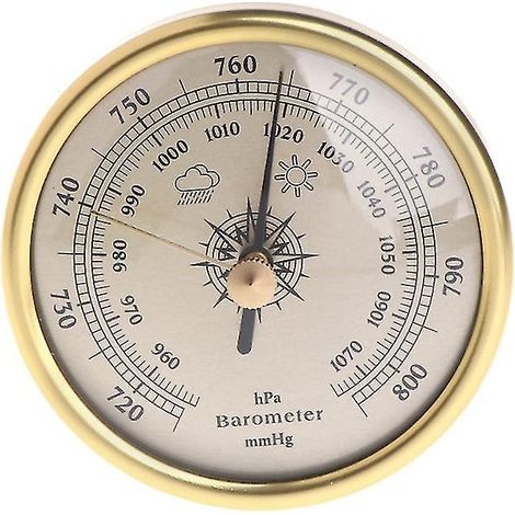 JANMIR-Baromètre mural 72 mm avec cadran rond doré 1070 hPa, station météo (1/5)