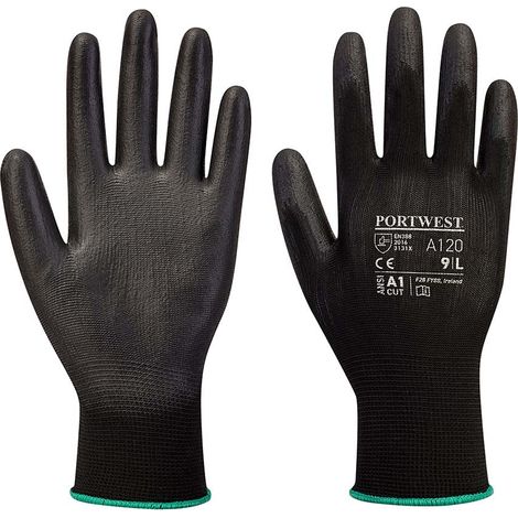 Portwest - Guanti da palmo in poliuretano, colore: nero, taglia: XXS, A120BKRXXS
