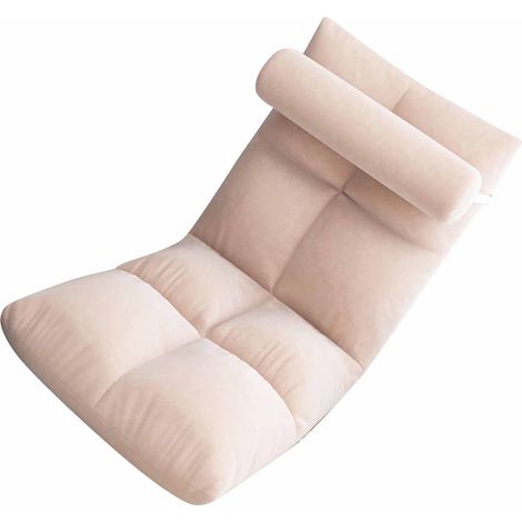 Fauteuil de Sol avec Soutien Lombaire, Chaise Pliante Convertible en Lit, Canapé Relax Inclinable pour Gaming et Méditation, Rose (1/5)