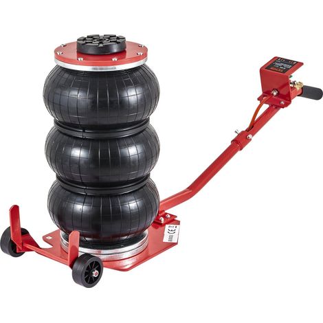 Cric pneumatique 3 tonnes avec coussins d'air, levée rapide 450 mm, 6 tubes en acier pour garages et réparations voitures, rouge. (1/5)