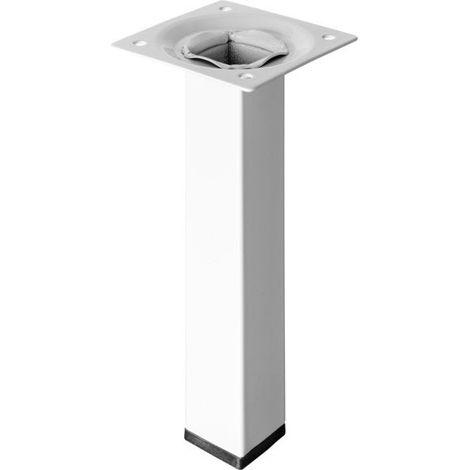 Pied Meuble Carré Hettich Fixe Acier Époxy Blanc