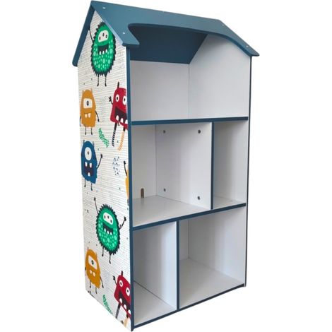 Scaffale GINGER HOME MONSTER a Forma di Casetta per Giochi e Libri, Blu (1/5)